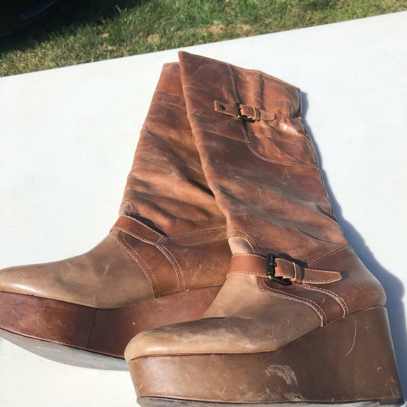 Vintage Y2K mocha platform knee high boots 7.5 - Picture 5 of 5